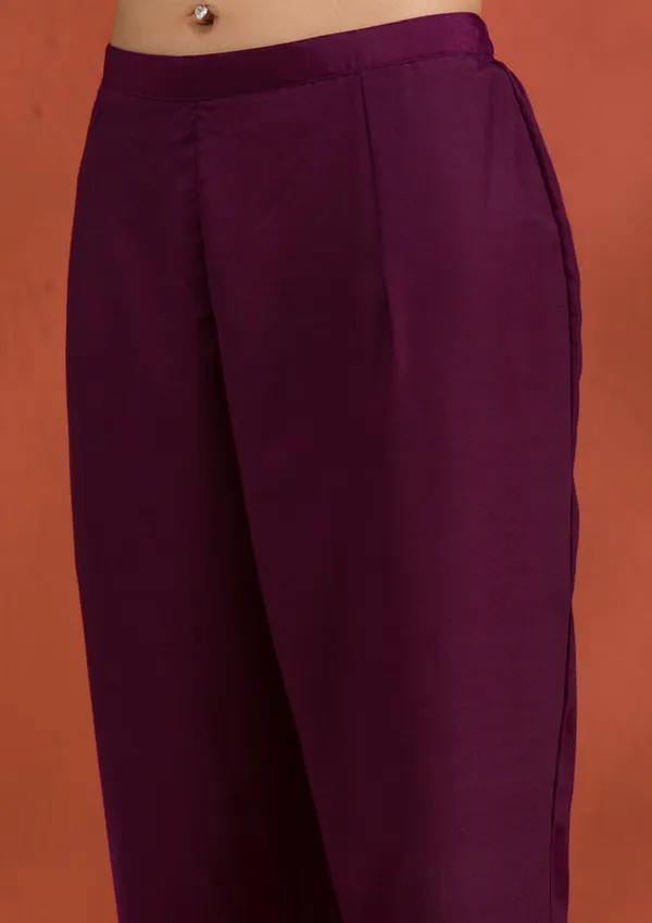 Purple_Soft_Raw_Silk_Gold_Zariwork_Straight_Kurta_With_Pant_Regular_And_Dupatta