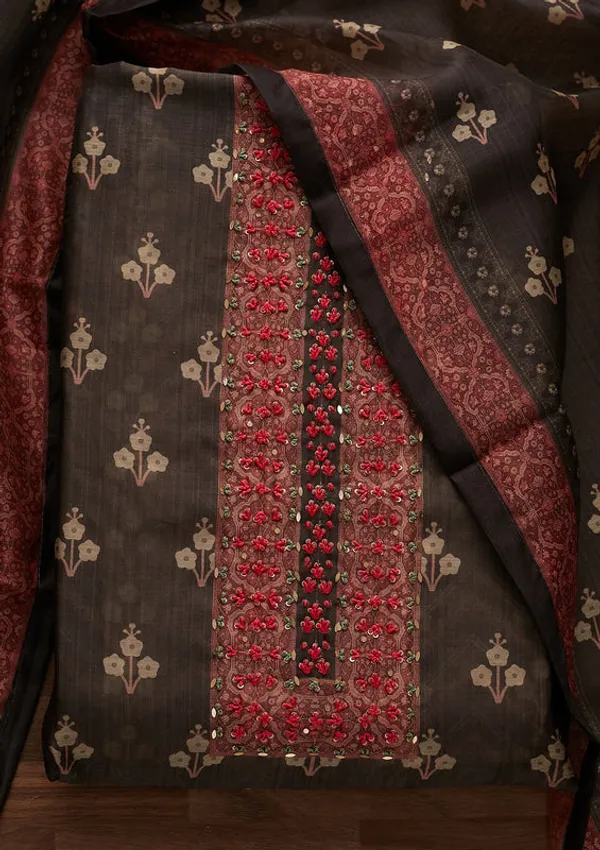 Black_Chanderi_Floral_Sequins_Unstitched_Dress_Material_With_Matching_Bottom_And_Dupatta