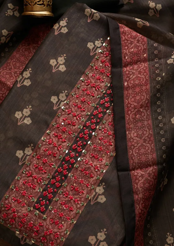 Black_Chanderi_Floral_Sequins_Unstitched_Dress_Material_With_Matching_Bottom_And_Dupatta