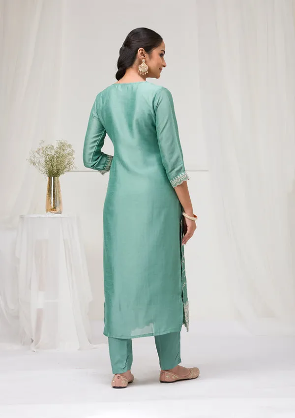 Sea_Green_Soft_Raw_Silk_Threadwork_Straight_Kurta_With_Regular_Pant_And_Dupatta
