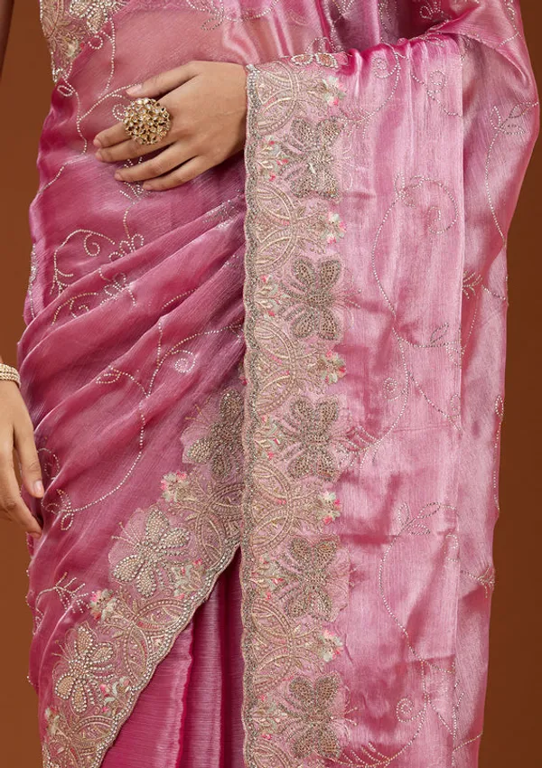 Pink_Organza_Gold_Stonework_Saree_With_Matching_Blouse_Piece