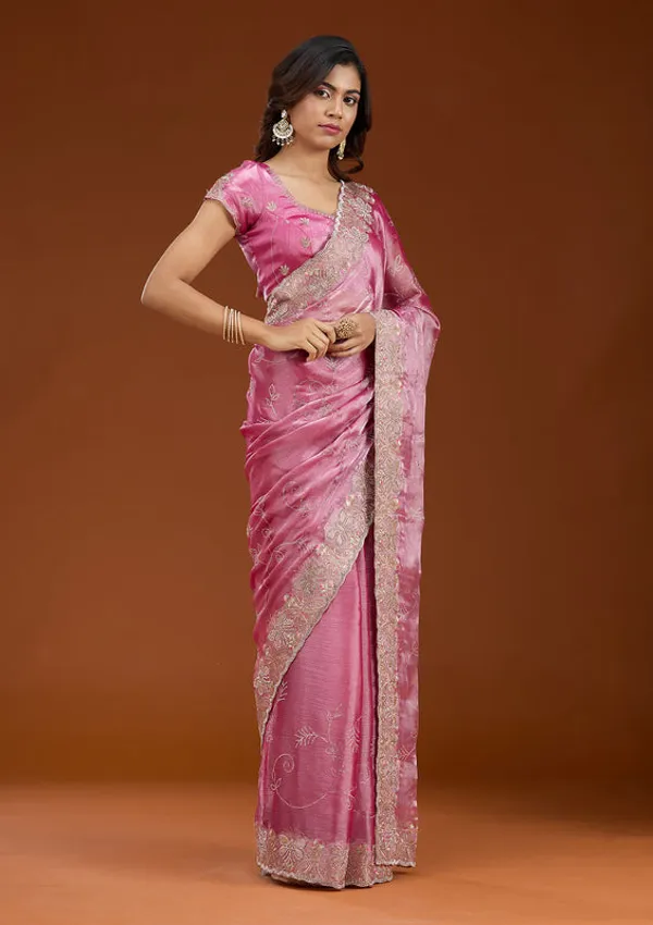 Pink_Organza_Gold_Stonework_Saree_With_Matching_Blouse_Piece