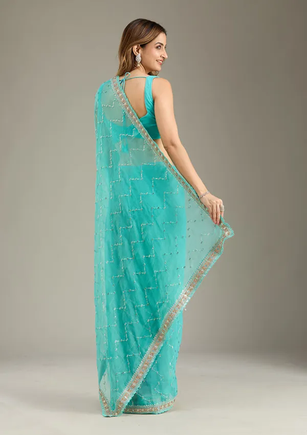 Sea_Green_Tissue_Gold_Stonework_Saree_With_Matching_Blouse_Piece