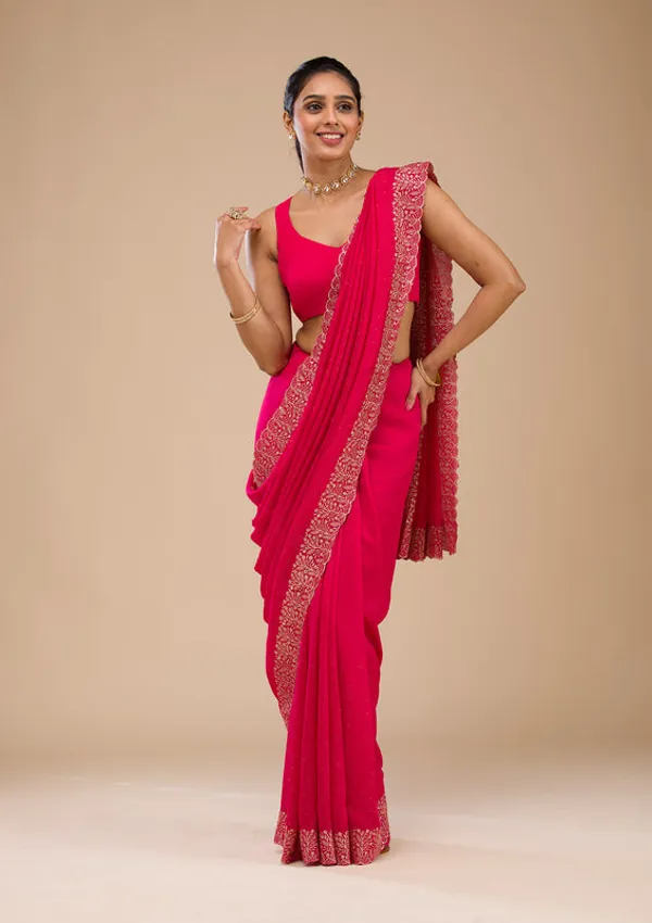 Rani_Pink_Soft_Raw_Silk_Gold_Zariwork_Saree_With_Matching_Blouse_Piece