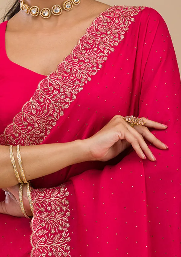 Rani_Pink_Soft_Raw_Silk_Gold_Zariwork_Saree_With_Matching_Blouse_Piece