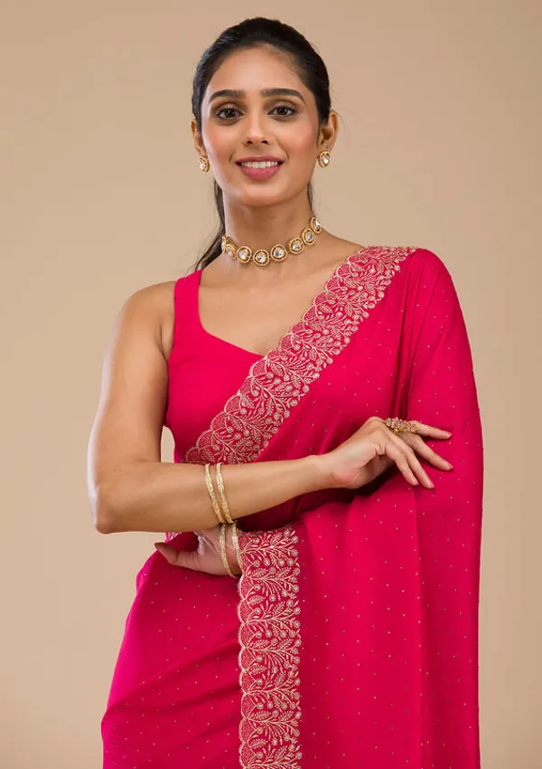 Rani_Pink_Soft_Raw_Silk_Gold_Zariwork_Saree_With_Matching_Blouse_Piece