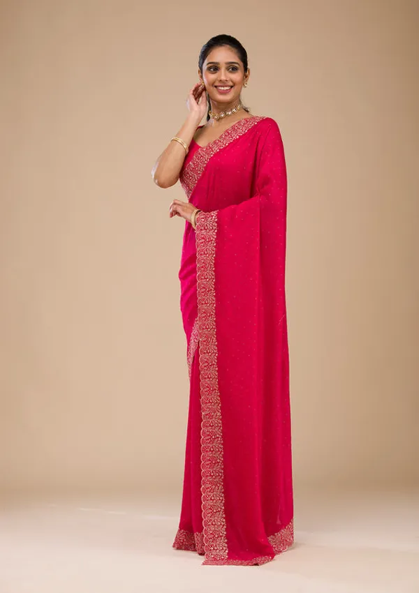 Rani_Pink_Soft_Raw_Silk_Gold_Zariwork_Saree_With_Matching_Blouse_Piece