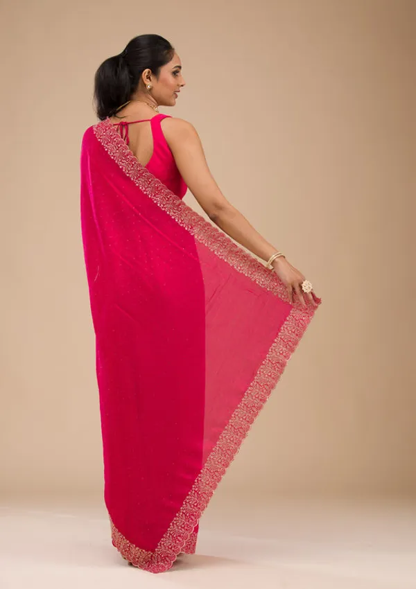 Rani_Pink_Soft_Raw_Silk_Gold_Zariwork_Saree_With_Matching_Blouse_Piece
