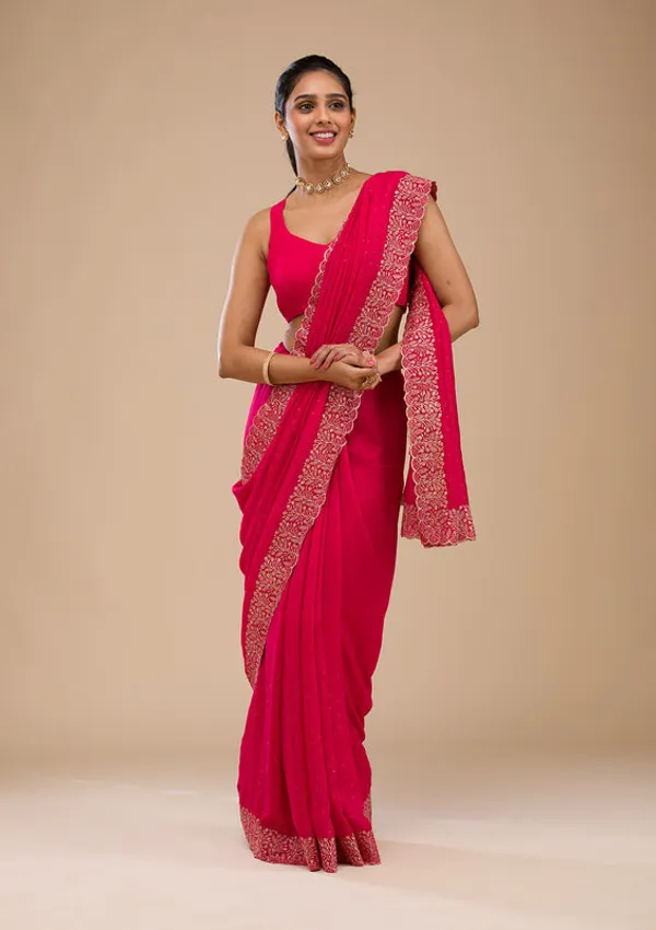 Rani_Pink_Soft_Raw_Silk_Gold_Zariwork_Saree_With_Matching_Blouse_Piece