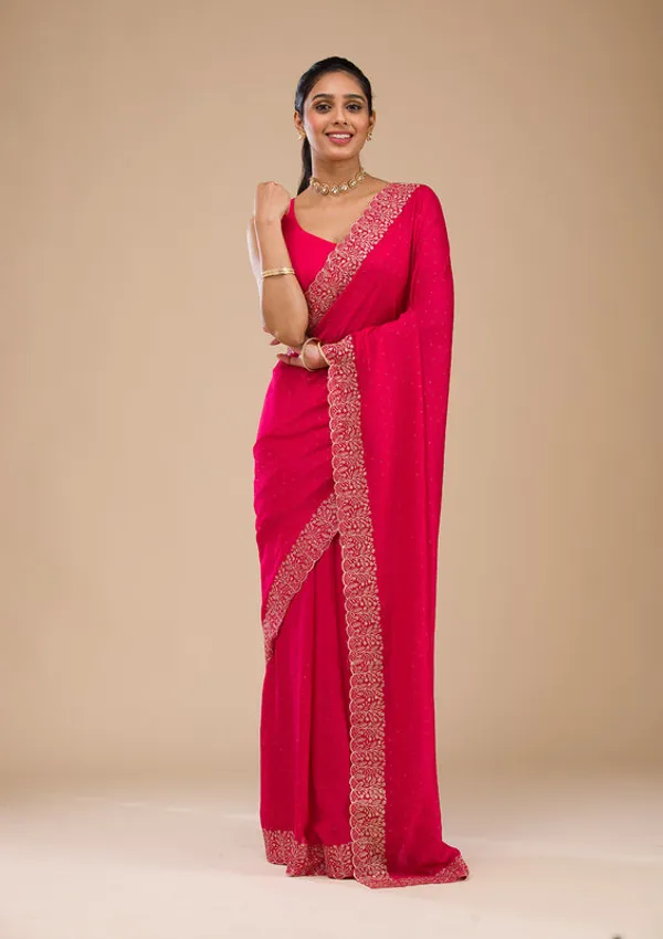 Rani_Pink_Soft_Raw_Silk_Gold_Zariwork_Saree_With_Matching_Blouse_Piece