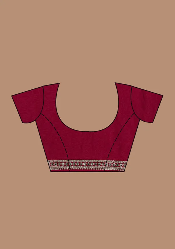 Wine_Tissue_Gold_Stonework_Saree_With_Matching_Blouse_Piece