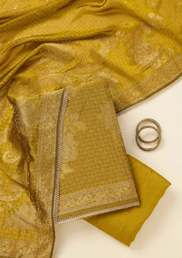 Mustard_Dola_Silk_Gold_Zariwork_Unstitched_Dress_Material_With_Matching_Bottom_And_Dupatta