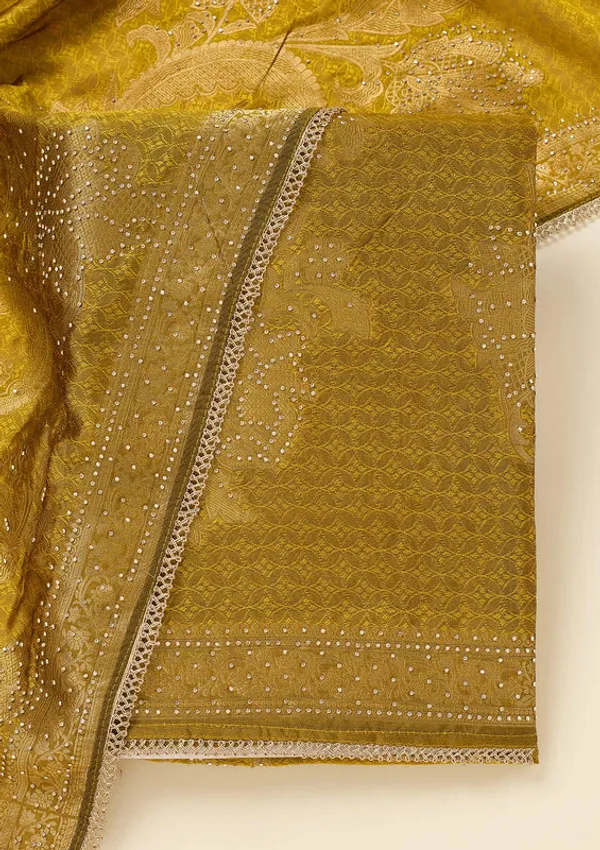 Mustard_Dola_Silk_Gold_Zariwork_Unstitched_Dress_Material_With_Matching_Bottom_And_Dupatta