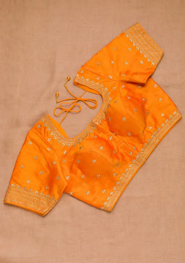 Orange_Zariwork_Raw_Silk_Blouse