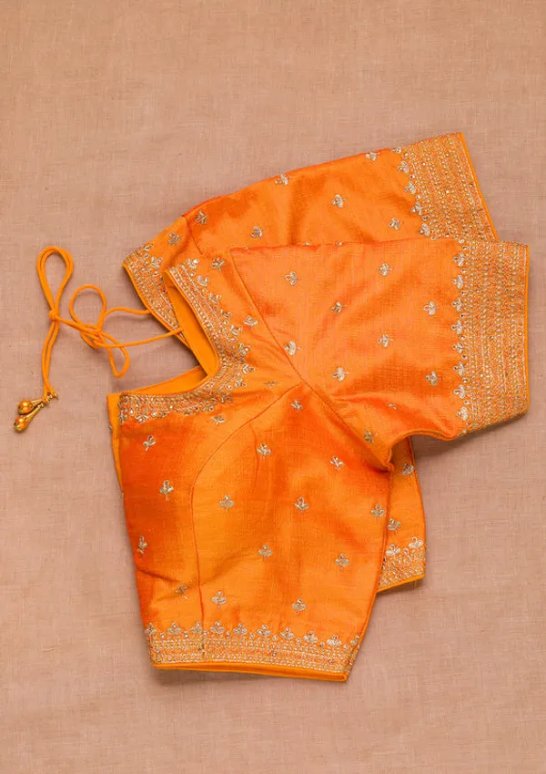 Orange_Zariwork_Raw_Silk_Blouse