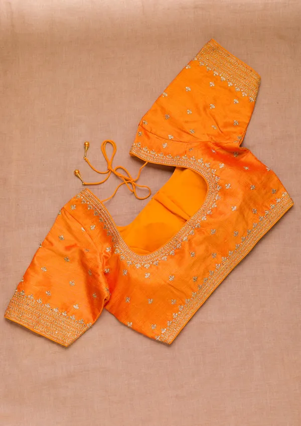 Orange_Zariwork_Raw_Silk_Blouse