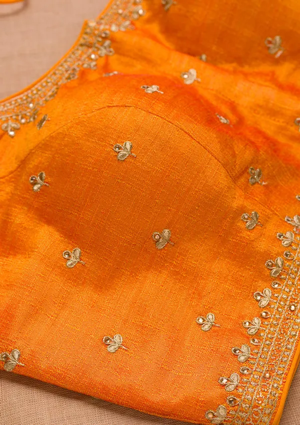 Orange_Zariwork_Raw_Silk_Blouse