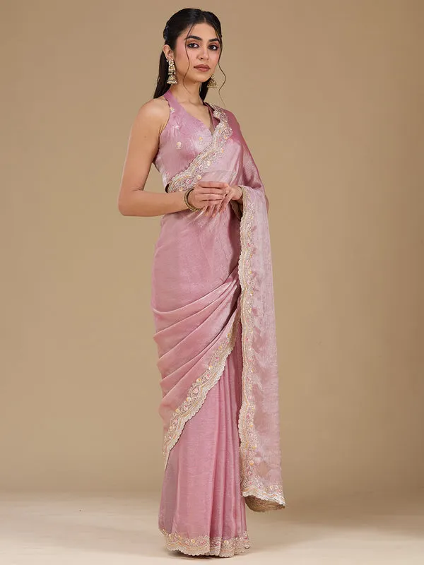 Onion_Pink_Tissue_Gold_Zariwork_Saree_With_Matching_Blouse_Piece