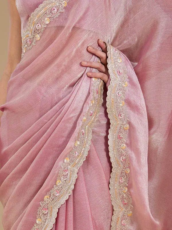Onion_Pink_Tissue_Gold_Zariwork_Saree_With_Matching_Blouse_Piece