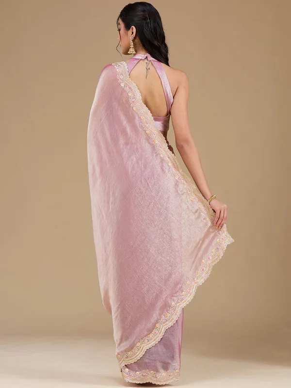 Onion_Pink_Tissue_Gold_Zariwork_Saree_With_Matching_Blouse_Piece