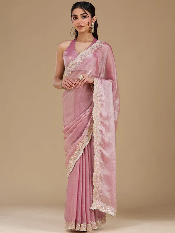 Onion_Pink_Tissue_Gold_Zariwork_Saree_With_Matching_Blouse_Piece