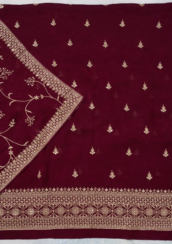 Wine_Georgette_Threadwork_Unstitched_Dress_Material_With_Matching_Bottom_And_Dupatta