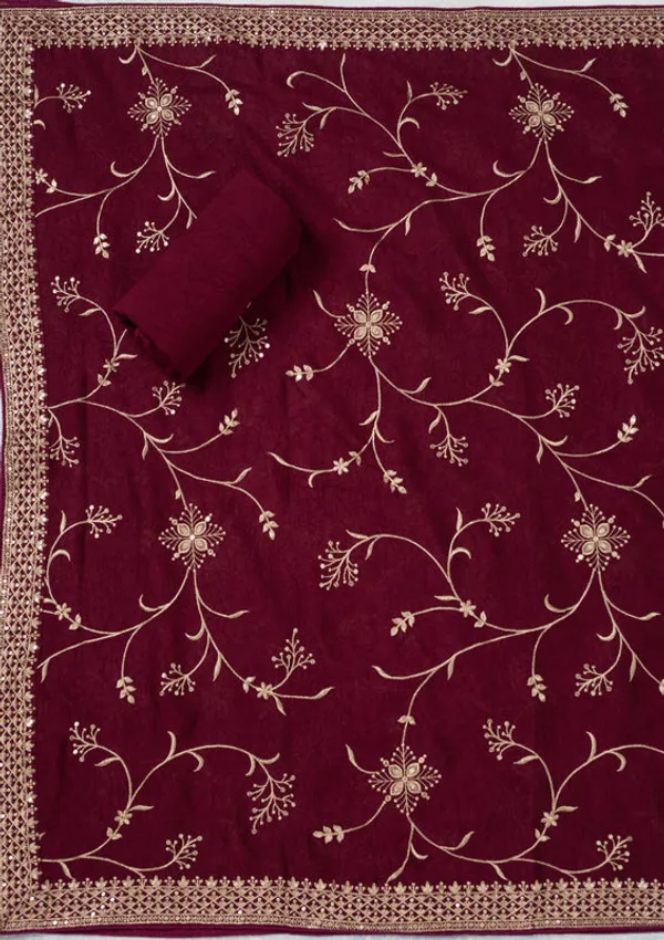 Wine_Georgette_Threadwork_Unstitched_Dress_Material_With_Matching_Bottom_And_Dupatta