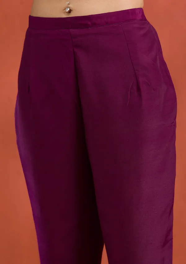 Purple_Soft_Raw_Silk_Gold_Zariwork_Straight_Kurta_With_Pant_Regular_And_Dupatta
