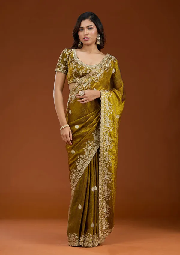 Mustard_Tissue_Gold_Zariwork_Saree_With_Matching_Blouse_Piece