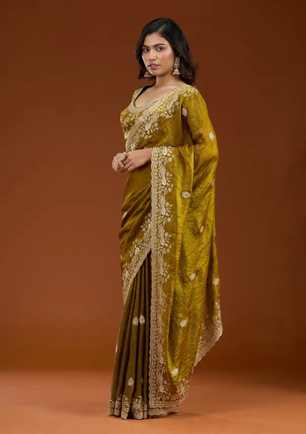 Mustard_Tissue_Gold_Zariwork_Saree_With_Matching_Blouse_Piece