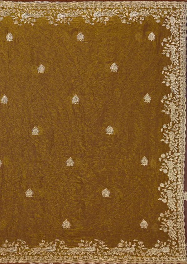 Mustard_Tissue_Gold_Zariwork_Saree_With_Matching_Blouse_Piece