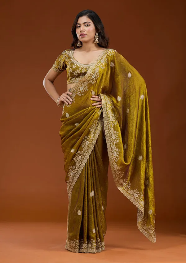 Mustard_Tissue_Gold_Zariwork_Saree_With_Matching_Blouse_Piece