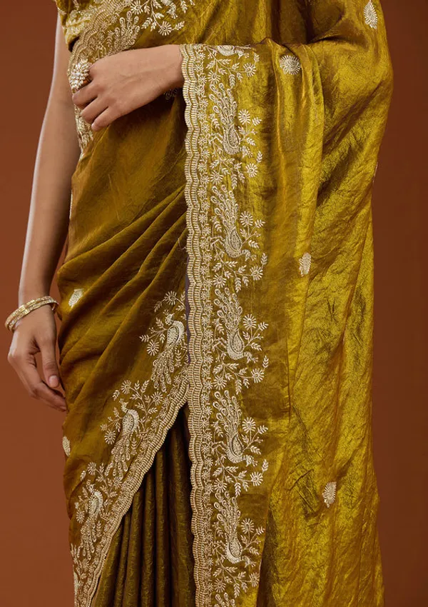 Mustard_Tissue_Gold_Zariwork_Saree_With_Matching_Blouse_Piece