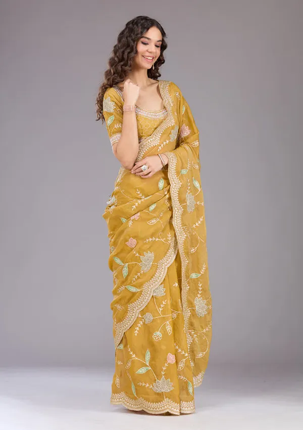 Mustard_Tissue_Gold_Zariwork_Saree_With_Matching_Blouse_Piece