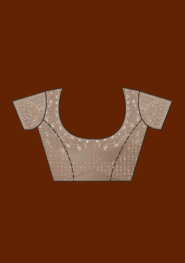 Beige_Net_Cording_Saree_With_Matching_Blouse_Piece