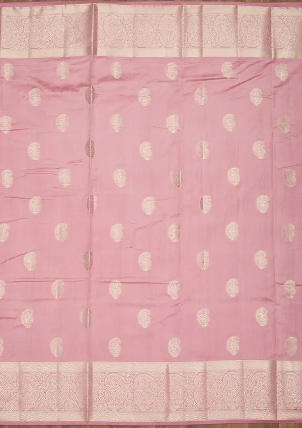 Onion_Pink_Silk_Buti_Zariwork_Saree_With_Matching_Blouse_Piece