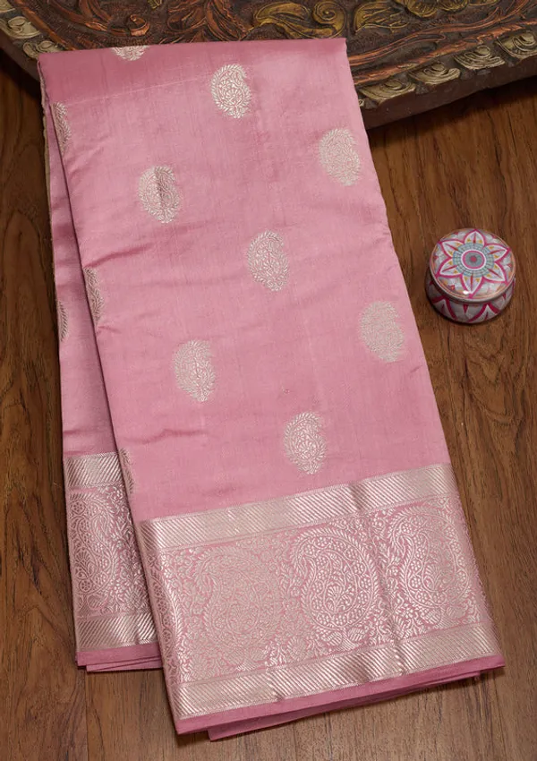 Onion_Pink_Silk_Buti_Zariwork_Saree_With_Matching_Blouse_Piece
