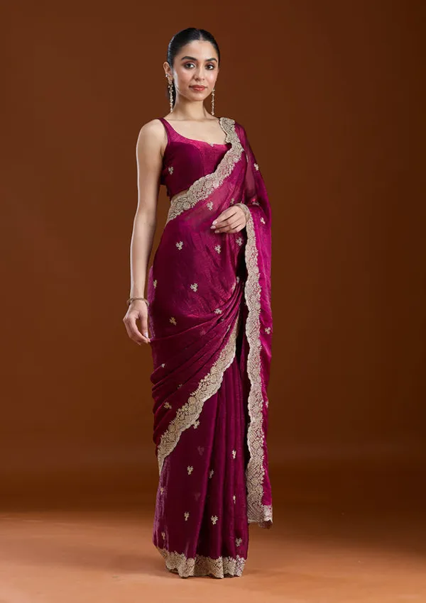 Wine_Tissue_Gold_Zariwork_Saree_With_Matching_Blouse_Piece
