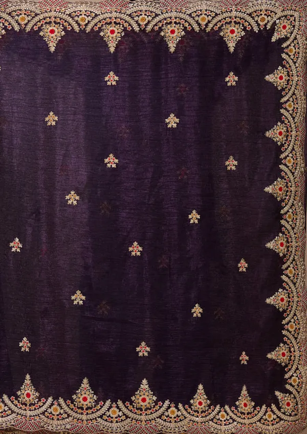 Purple_Georgette_Cording_Saree_With_Matching_Blouse_Piece