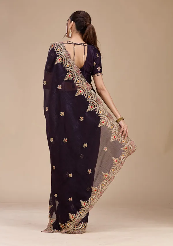 Purple_Georgette_Cording_Saree_With_Matching_Blouse_Piece