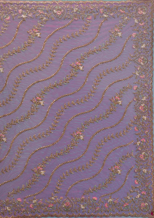 Rani_Pink_Net_Gold_Zariwork_Saree_With_Matching_Blouse_Piece
