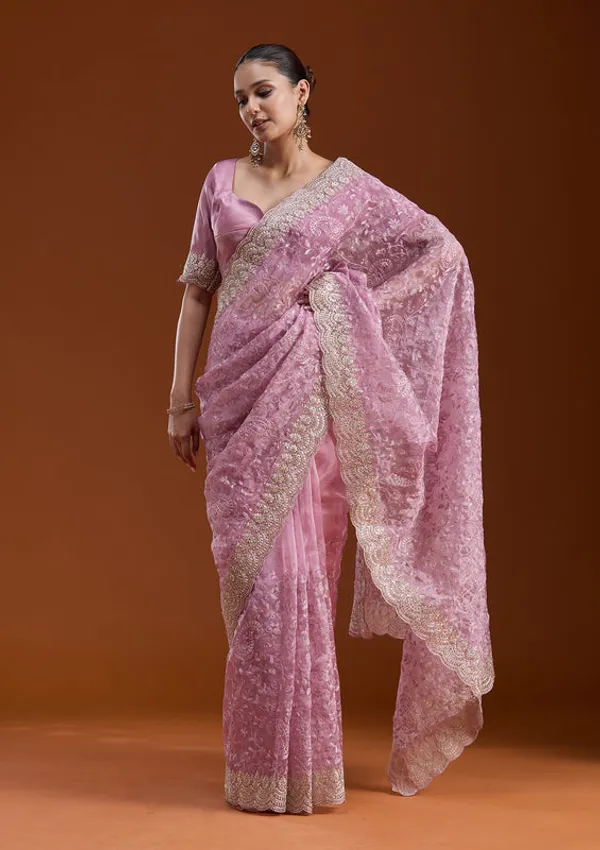 Lavender_Tissue_Cording_Saree_With_Matching_Blouse_Piece