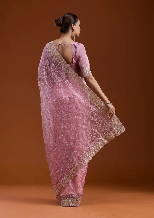 Lavender_Tissue_Cording_Saree_With_Matching_Blouse_Piece