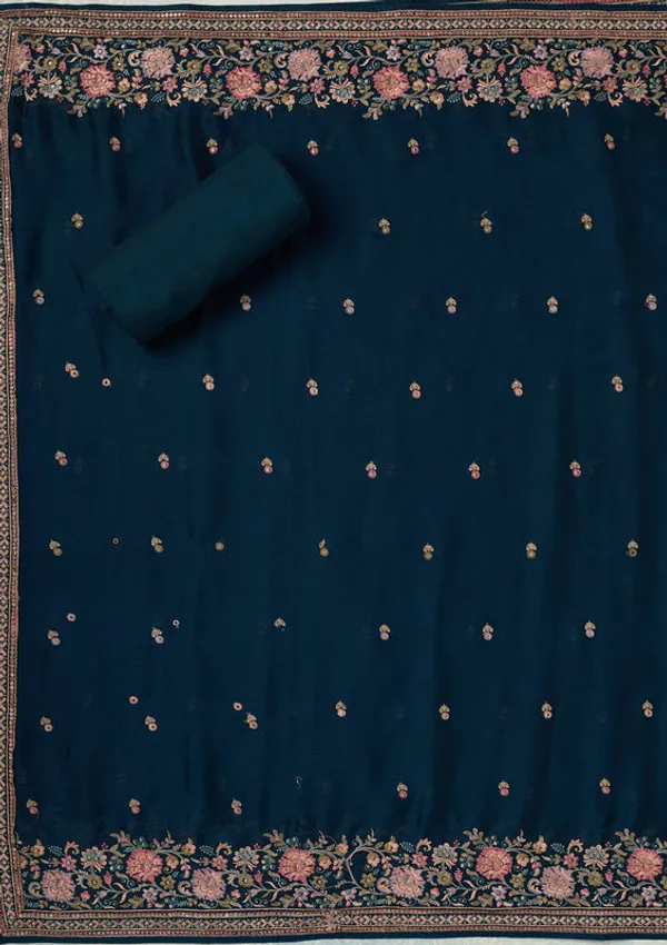 Navy_Blue_Chinon_Kashmiri_Unstitched_Dress_Material_With_Matching_Bottom_And_Dupatta