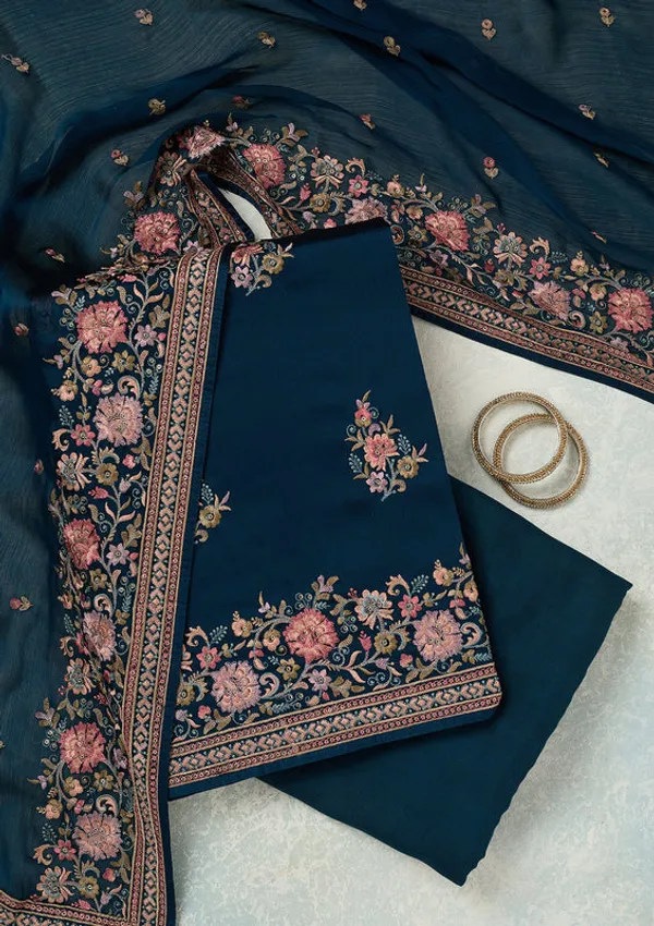Navy_Blue_Chinon_Kashmiri_Unstitched_Dress_Material_With_Matching_Bottom_And_Dupatta