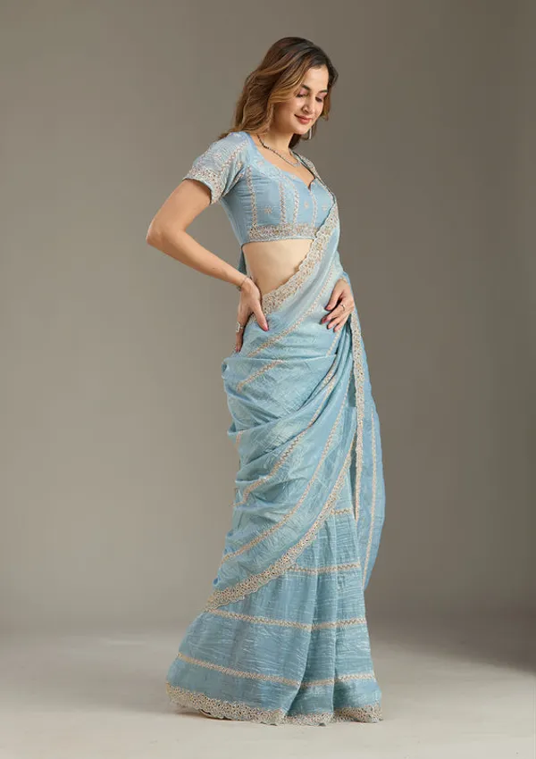 Blue_Tissue_Cutwork_Saree_With_Matching_Blouse_Piece