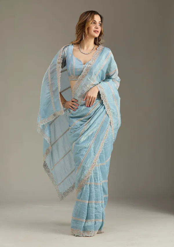 Blue_Tissue_Cutwork_Saree_With_Matching_Blouse_Piece