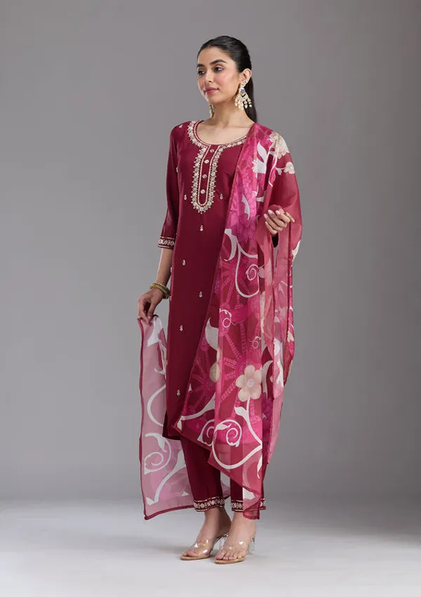 Maroon_Chanderi_Cutdana_Straight_Kurta_With_Regular_Pant_And_Dupatta