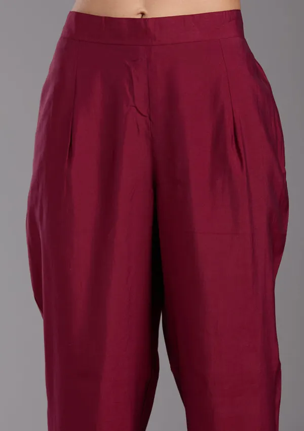 Maroon_Chanderi_Cutdana_Straight_Kurta_With_Regular_Pant_And_Dupatta