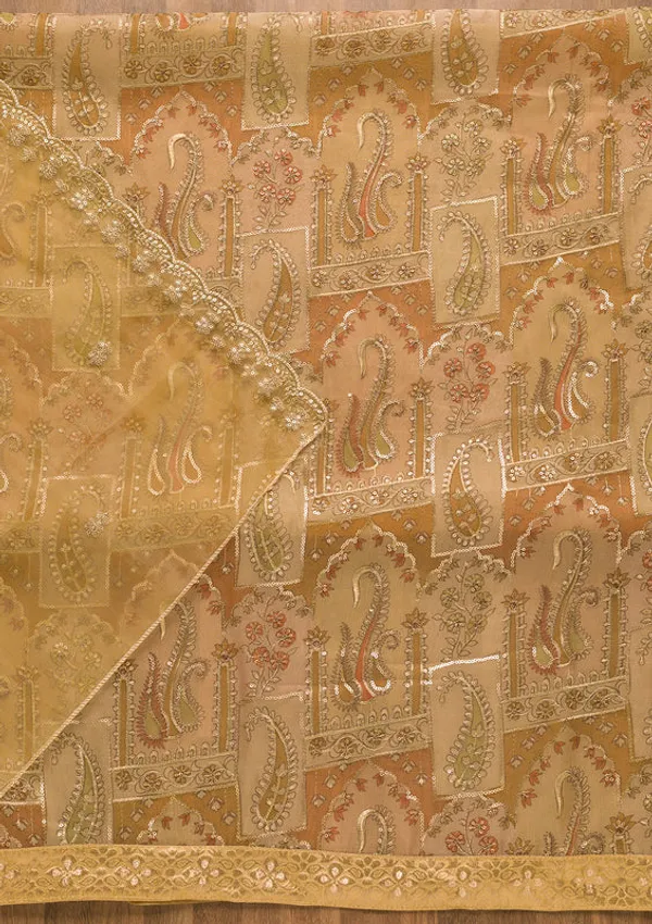 Gold_Tissue_Floral_Sequins_Unstitched_Dress_Material_With_Matching_Bottom_And_Dupatta